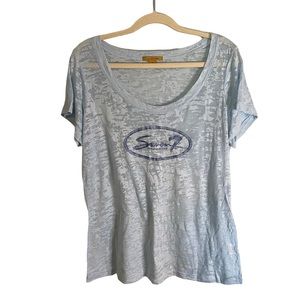 NWT “Seven 7” Sheer Blue Logo T-Shirt - Size 1X